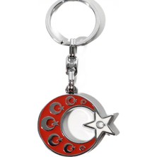 Moncuk Design Kabartmalı Ay Yıldızlı Metal Anahtarlık