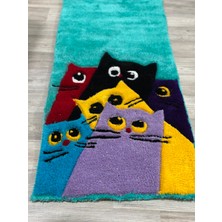 Tufty Friends Kedi Severlere Özel El Yapımı Tufting Halı - Yumuşak Halı, Dekoratif Halı Paspas, Tufting Halı