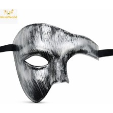 NessiWorld Antik Eskitme Gümüş Erkek Parti Maskesi Yarım Yüz