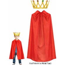 SHC4200 Çocuk Kral Pelerini Kral Tacı Kostüm Seti