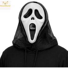 SHC4200 Kapşonlu Çığlık Maskesi Scream Maskesi - Hayalet Maskesi 33X21 cm