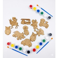 Ahşap Boyama Seti Figür Boyama Eğitici 7 Parça Etkinlik Seti