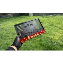 Işıltı Design Motorsiklet Plakalık Pleksi Supreme Sarı Kırmızı