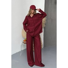 Balenbi Oversize Gömlek Bol Paça Pantolonlu Rahat Kesim Kadın Ikili Takım 1201