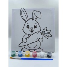 3DreaMaker Havuçlu Sevimli Tavşan Boyama Seti – Tuval, Fırça ve Akrilik Boyalar Dahil Çocuk Boyama Kiti