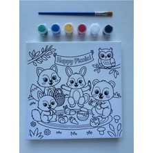 3DreaMaker Çocuklar Için Tuval Seti –20X20CM Çizimli Tuval, Akrilik Boya ve Boyama Fırçası Seti