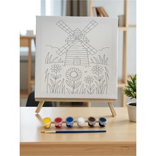 3DreaMaker Çocuk Tuval Boyama Seti (Şövale, Tuval, Fırça ve 6 Renk Akrilik Boya Seti) Hobi Seti, Mini Tuval