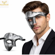 NW NessiWorld Antik Eskitme Gümüş Erkek Parti Maskesi Yarım Yüz