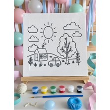 3DreaMaker Çocuk Tuval Boyama Seti (Tuval, Fırça ve 6 Renk Akrilik Boya Seti) Hobi Seti Mini Tuval 22X22 cm