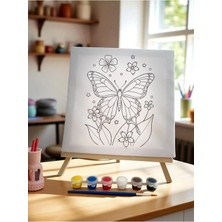 3DreaMaker Çocuklar Için Tuval Boyama Seti (Tuval, Şövale, Fırça ve 6 Renk Akrilik Boya Seti) 22X22 cm