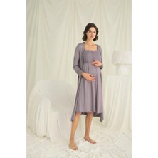 Aria's Closet Arias Closet Dantelli Önü Düğmeli Hamile Lohusa Sabahlık Takımı