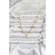 Moresun Buğz Pirinç Gold Renk Yıldız Model Kadın Kolye - Buğz