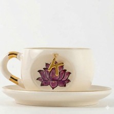 BSK Ceramics Handmade Harfli Lotus Çay Fincanı Inner Peace K Harfi