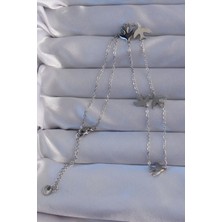 Moresun Buğz 316L Çelik Gümüş Renk Kuş Model Kolye - Buğz