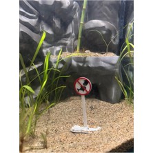 Mavi Fosforlu Balığa Dokunmak Yasak Levha Tabela Akvaryum Dekoru