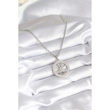 Moresun Buğz 316L Çelik Gümüş Renk Zirkon Taşlı Rüya Kapanı Model Işeme Detay Kadın Kolye - Buğz