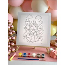 3DreaMaker Çocuklar Için Tuval Boyama Seti(Tuval, Şövale, Fırça ve 6 Renk Akrilik Boya Seti) 22X22 cm