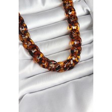 Moresun Buğz Leopar Desenli Mika Kalın Zincir Kadın Kolye - Buğz