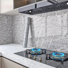 Moresun Buğz Mermer Desenli Mutfak Duvar Kağıdı Sticker - 5MX60CM Su Geçirmez, Yağa Dayanıklı, Yüksek Sıcaklığa Dayanıklı Tezgah, Dolap, Ocak Yenileme Folyosu T04 ( Buğz )