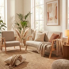 Zem Pavia Çay Seti Natürel Ahşap, Sütlü Kahve (1 ADET IKİLİ BERJER 1 ADET TEKLİ BERJER)