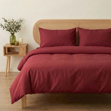 Prime Sleeks Çift Kişilik %100 Pamuk Nevresim Takımı 200 x 220 cm, Lastikli Çarşaflı Set, Vişne Çürüğü