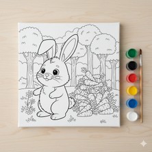 3DreaMaker Çocuklar Için Sevimli Tavşan Akrilik Boyama Seti & Tuval | Eğlenceli Boya Resmi Hobi Kiti