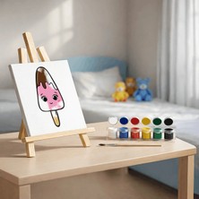 3DreaMaker Çocuklar Için Tuval Boyama Seti (Tuval, Fırça ve 6 Renk Akrilik Boya Seti) 20X20 cm