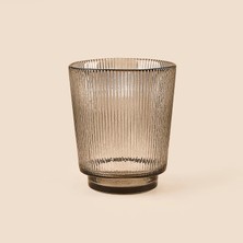 Matmel Deco Çizgili Bardak Mumluk - Füme - 11 cm