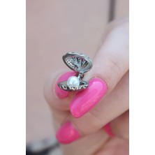 Moresun Buğz 316L Çelik Gümüş Renk Açılır Midye Model Kadın Kolye - Buğz