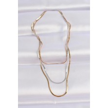 Moresun Buğz 316L Çelik 3 Renkli Italyan Zincir Çoklu Kolye - Buğz