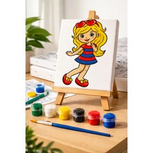 3DreaMaker Çocuklar Için Tuval Boyama Seti (Tuval, Fırça ve 6 Renk Akrilik Boya Seti) 20X20 cm