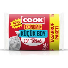 6 Adet Cook Ekonomik Küçük Çöp Torbası Şeffaf 60'lı