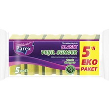 6 Adet Parex Klasik Yeşil Oluklu Sünger 5'li Eko Paket