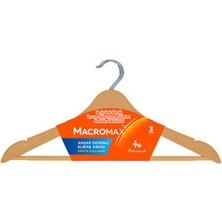 1 Adet Macromax Ahşap Desenli Elbise Askısı 3'lü