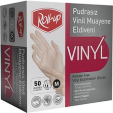3 Adet Roll-Up Vinil Muayene Eldiveni Pudrasız 50'li