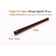 Han Tobacco Doğal Gül Ağacı Ahşap Ağızlık 14 cm – 6 mm / 6.5 mm Ince Çap Uyumlu Premium El Yapımı Ağızlık
