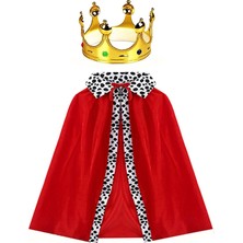 Shopwave Kral Kostüm Pelerini ve Altın Renk Kral Tacı Çocuk Boy 90 cm (5047)