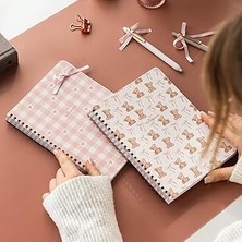 Indispensablely A5 Spiralli Karton Kapak 2’li Set Kareli Okul Defteri 80 Yaprak, Ders Programlı Ayıcık