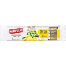 6 Adet Koroplast Güçlü Büzgülü Çöp Torbası Limon Kokulu Orta 15'li