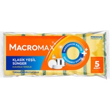6 Adet Macromax Klasik Yeşil Oluklu Sünger 5'li