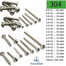 Marinox A4 Paslanmaz Ysb Saç Vidası Karışık Seti 316 Kalite Marine Vida Seti