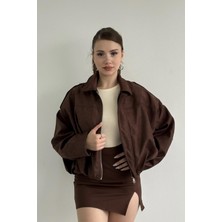 Prifaldi Zr Oversize Kahverengi Süet Bomber Ceket