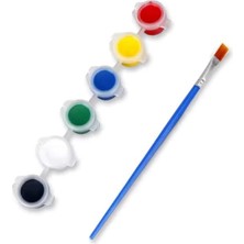 Akrilik Boyama Seti 6'lı 5 ml Tüp Kilitli Kapak Boya ve Fırça Ahşap Seramik Boyama