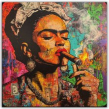 Frida Kahlo Tasarımı Mermer Bardak Altlığı Sanatsal Kahve Fincan