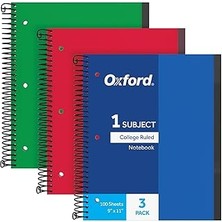 Indispensablely Oxford Spiral Defter 3'lü Paket, 1 Konu, Üniversite Kuralı, Dayanıklı Plastik Kapaklar, Güçlü
