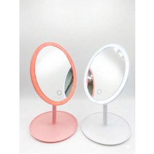 Çınaroğlu AVM LED Işıklı Dokunmatik Makyaj Aynası Pembe & Beyaz – 3 Kademeli Işık Ayarı , 360° Döner Başlık Oval