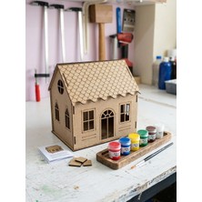 Maket Ev Boyama Etkinlik Seti Ahşap Hobi Çocuk Eğitici Set