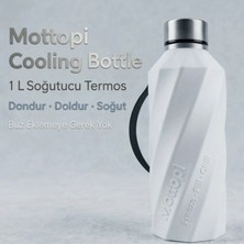 Mottopi Soğutucu Saplı Termos Beyaz– 1 L Cooling Bottle Dondur Doldur Soğut, Buzsuz Soğuk Su Termosu, Soğutucu Şişe, Taşınabilir Sıvı Soğutucu