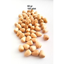 Aesco 60 gr (165 Adet) Ahşap Boncuk 12 mm Boy x 10 mm En Doğal Ahşap Makrome El Işi Çanta