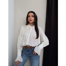 Esra Helvacı Bej Büzgülü Gömlek